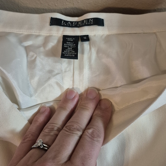 New 💯% Silk Lauren Ralph Lauren 10 Cape Grace Colonial Cream WideLeg Dress Pant - Picture 11 of 15